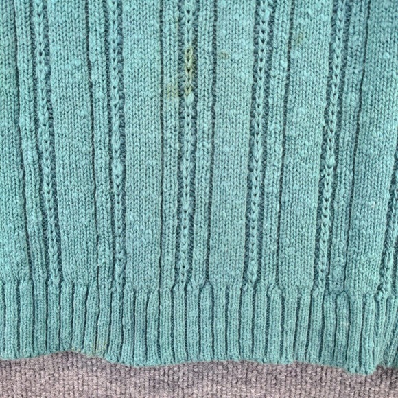 L.L. Bean Women's Pullover Ribbed Turtleneck Sweater Green Medium Cotton Vintage - Picture 5 of 12